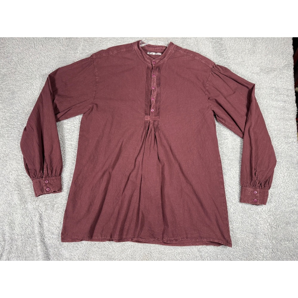 Inter-American Trading Tunic Women XL Burgundy frontier  Pintuck Boho Cotton Top
